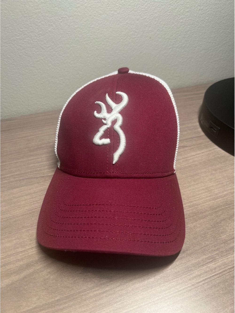 Browning Maroon and White Mesh Back Adjustable Hat